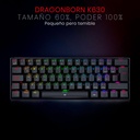 DRAGONBORN NEGRO: 60%, ESPAÑOL, MECANICO RED SWITCH + LUZ RGB 