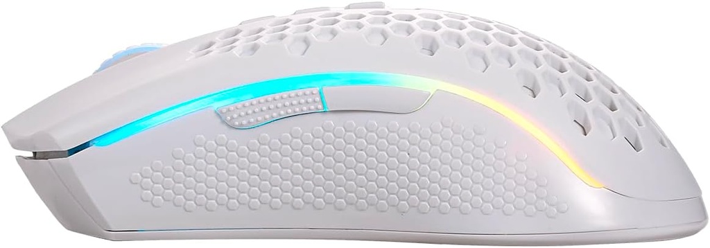 Redragon Mouse Gamer Storm Pro M808w-ks Blanco Wireless, Forma de Panal RGB, Inalámbrico 2.4 GHz Dongle USB/Cableado USB, 16,000 dpi - 8 Botones programables 