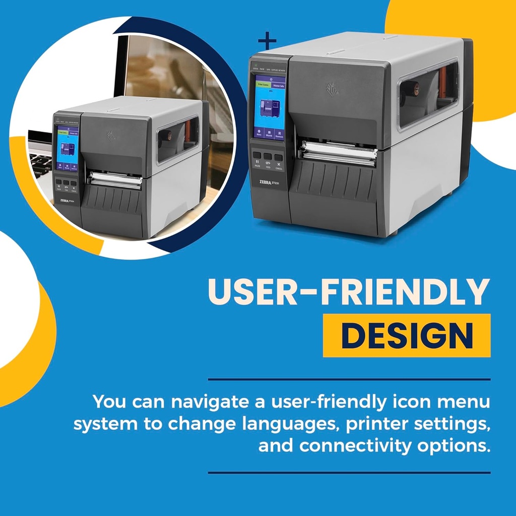 Zebra ZT231 TT – Impresora Industrial de Etiquetas 4" 203 dpi, Transferencia Térmica, USB, Serial, Ethernet, Bluetooth, Tear Bar