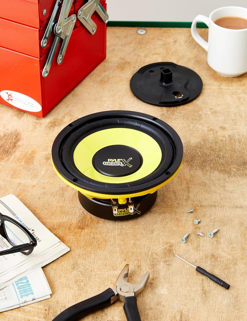 Bocina Subwoofers Para Auto De 6.52" Pyle PLG64 | 300 W PMPO | Color Amarillo