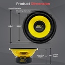 Bocina Subwoofers Para Auto De 6.52" Pyle PLG64 | 300 W PMPO | Color Amarillo