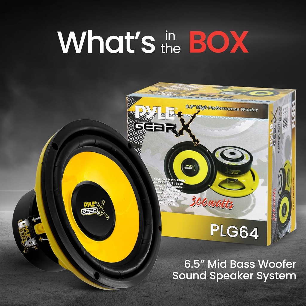 Bocina Subwoofers Para Auto De 6.52" Pyle PLG64 | 300 W PMPO | Color Amarillo