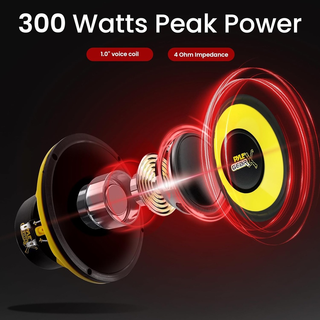 Bocina Subwoofers Para Auto De 6.52" Pyle PLG64 | 300 W PMPO | Color Amarillo