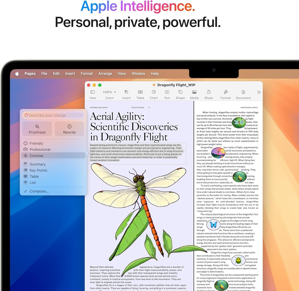 Apple Laptop MacBook Air 2025 de 13 pulgadas con chip M4: diseñada para Apple Intelligence, pantalla de retina líquida de 13.6 pulgadas, memoria unificada de 16 GB, almacenamiento SSD de 256 GB,