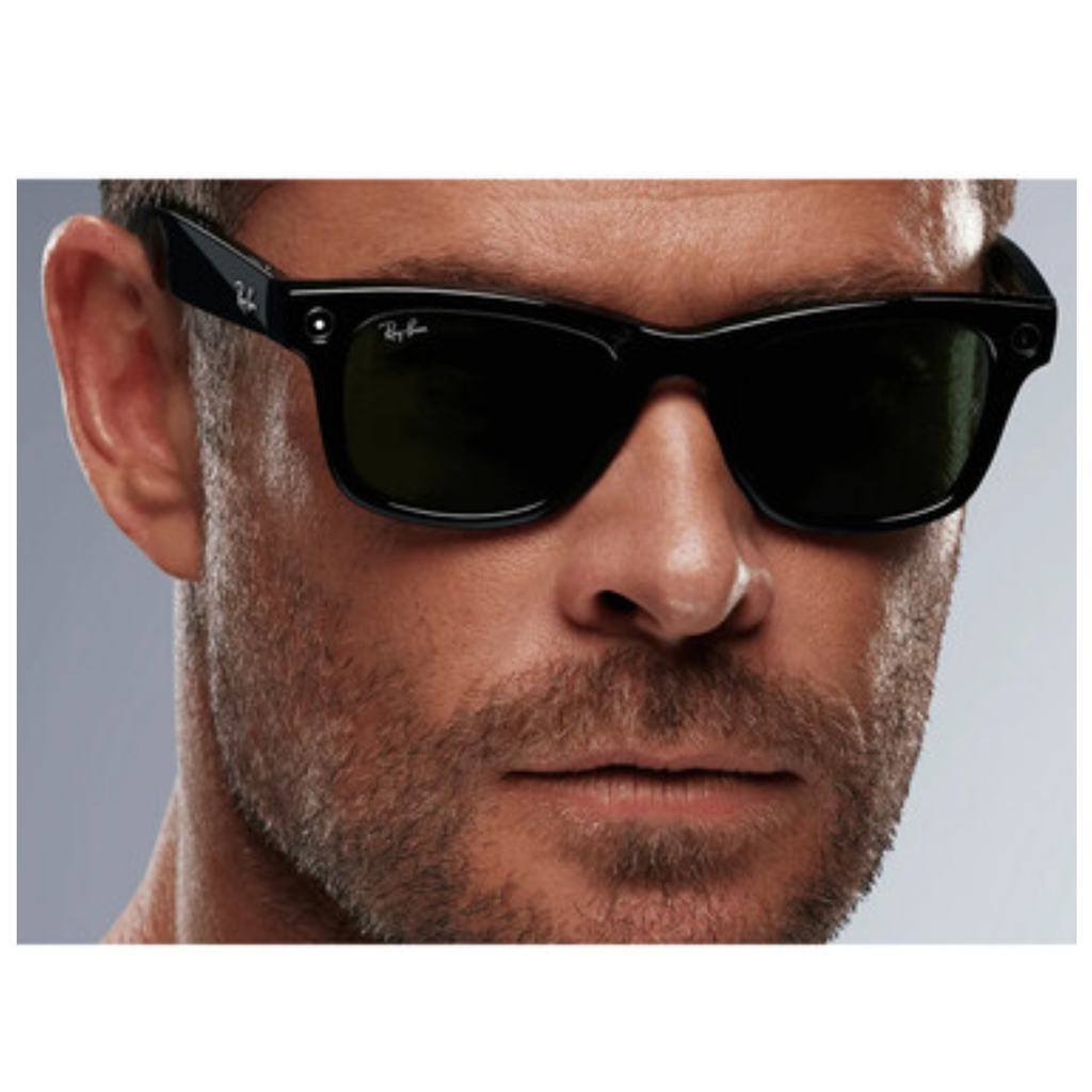 Ray-Ban Meta Wayfarer Gen 1 Smart Glasses IA Cámara Audio Mensajería Negro Brillante G-15 Green Grande