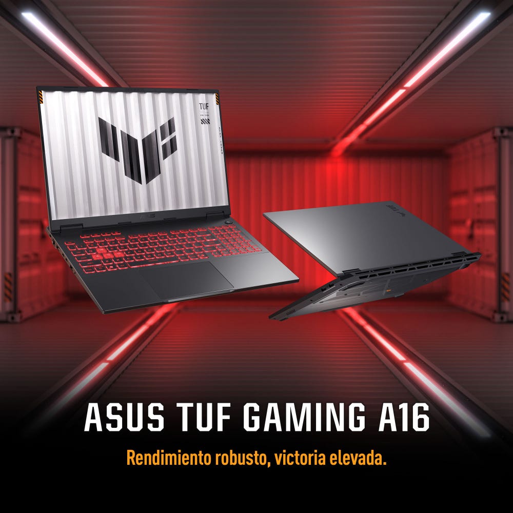 Laptop Gamer ASUS TUF Gaming A16 | 16″ (FHD) 165 Hz | AMD Ryzen 9 270 | NVIDIA GeForce RTX 5070 | 32 GB DDR5‑5600 | 1 TB SSD NVMe | Windows 11 Home | Teclado en Inglés | FA608UP-A16.R95070