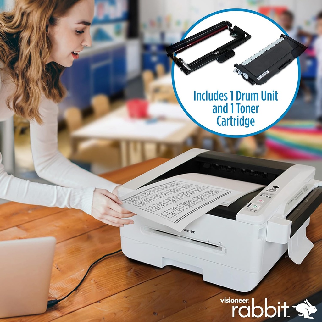 Paquete Visioneer Rabbit PC30dwn – Impresora Láser Multifunción + Tóner 3K – 30 PPM, Dúplex, ADF 250 Hojas, USB, Compatible PC/Mac – Blanco