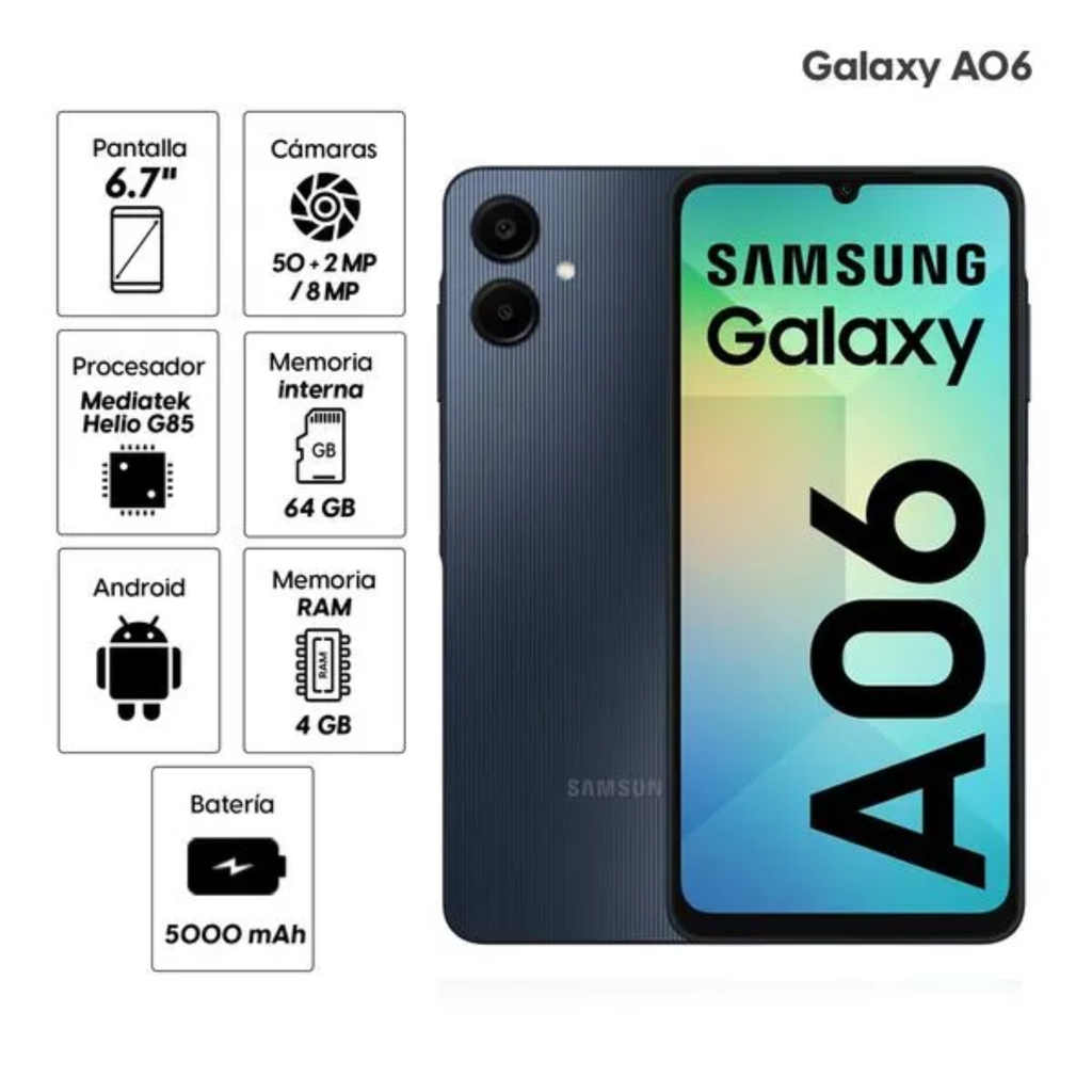 Samsung A06 4GB, 128GB - Black Dual Sim (Latin)