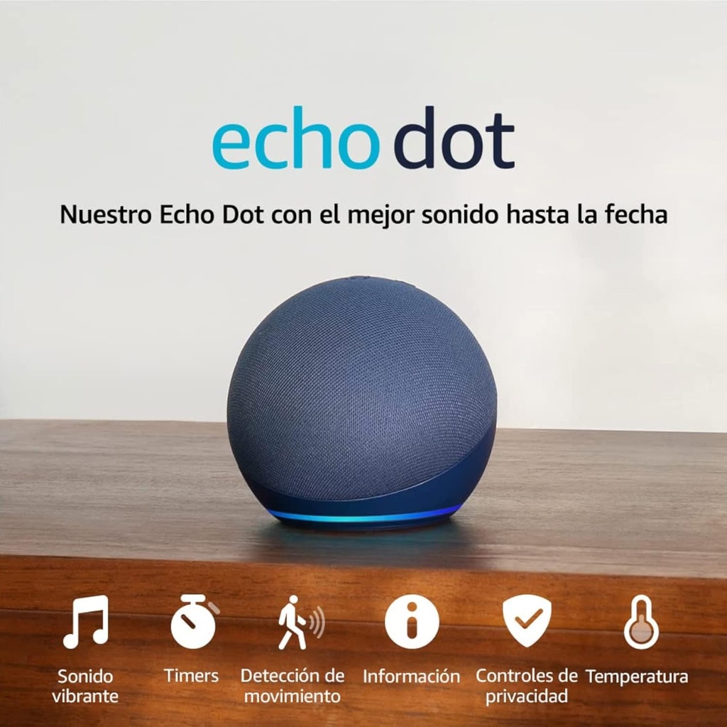 Amazon Echo Dot (5.ª generación, modelo de 2022) | Bocina inteligente con Alexa | Azul | UPC: 840080527079