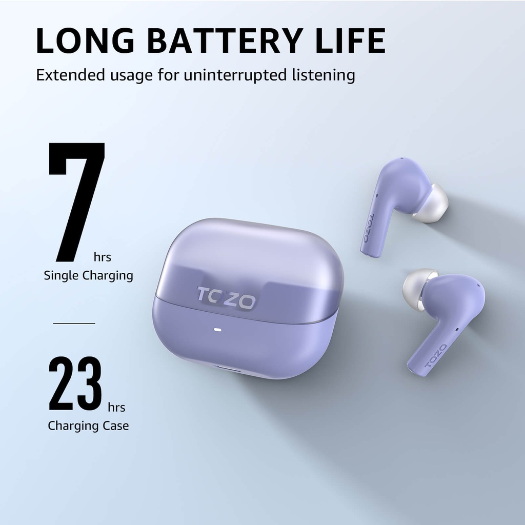 Tozo Agile Nova TWS lightweight earbuds With dual ear touch control (Purple)