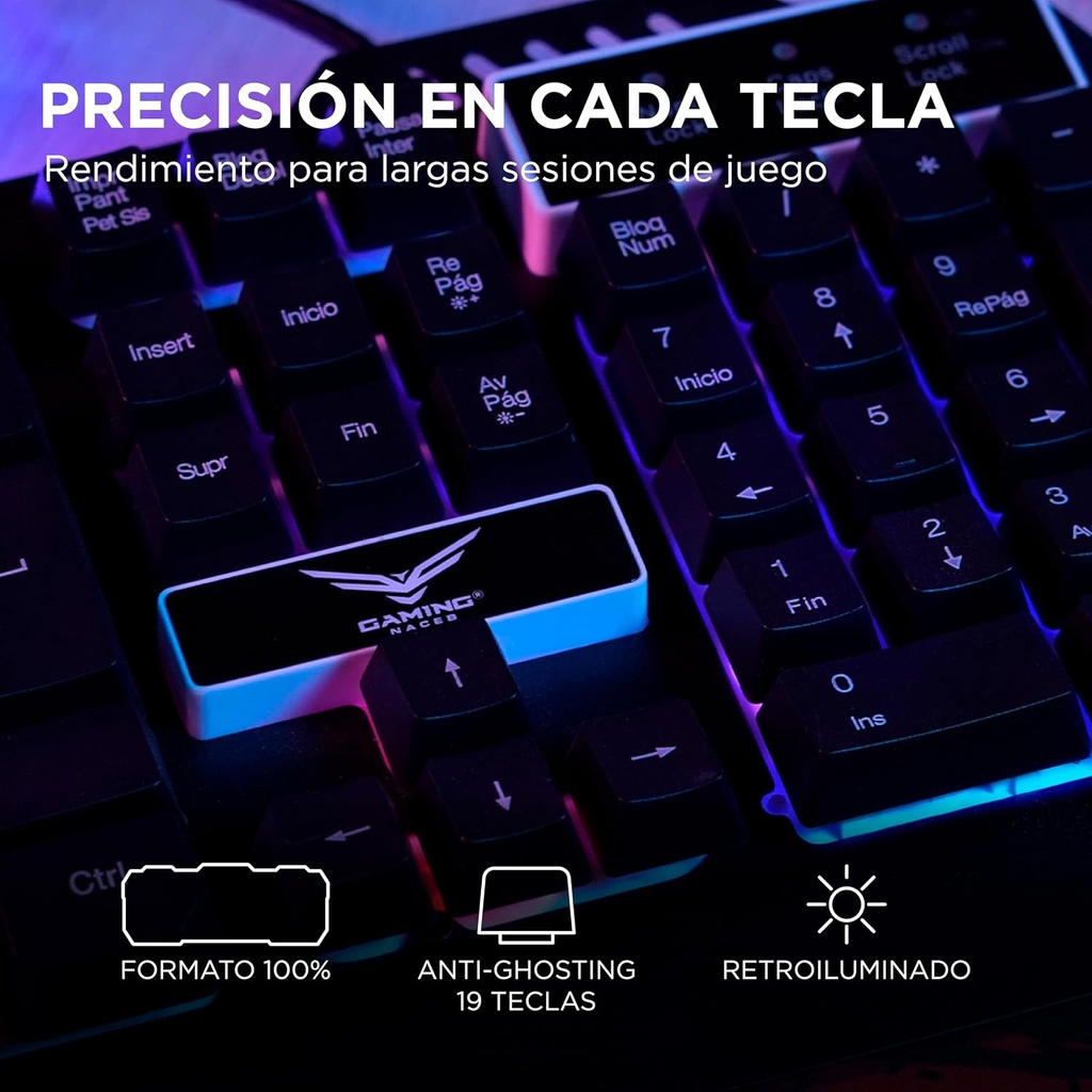 Kit Gamer Naceb Technology NA-0925, USB, Juego, Alámbrico, 2400 DPI
