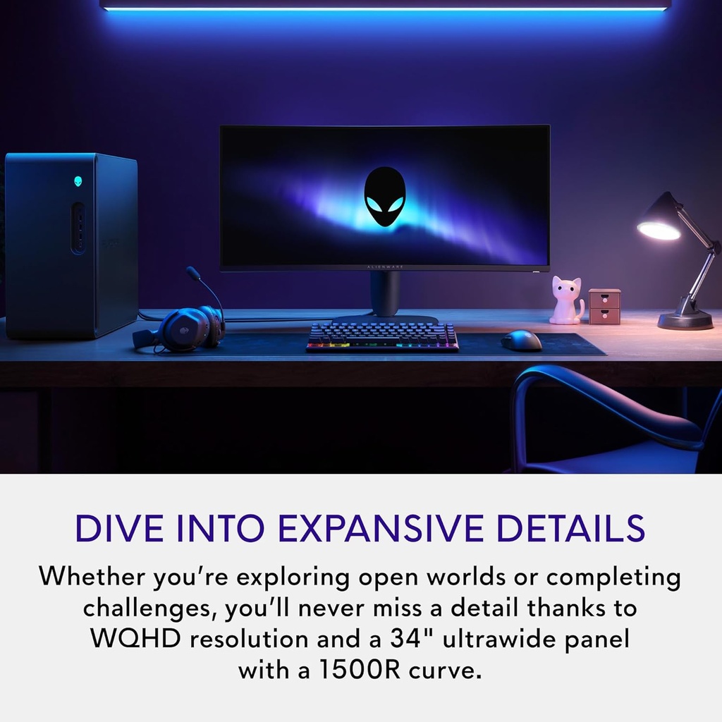 Monitor Gamer Curvo Alienware AW3425DWM LCD 34", 3440x1440 Ultra Wide Quad HD, G-Sync/FreeSync, 180Hz, HDMI/DisplayPort, Negro