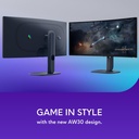 Monitor Gamer Curvo Alienware AW3425DWM LCD 34", 3440x1440 Ultra Wide Quad HD, G-Sync/FreeSync, 180Hz, HDMI/DisplayPort, Negro
