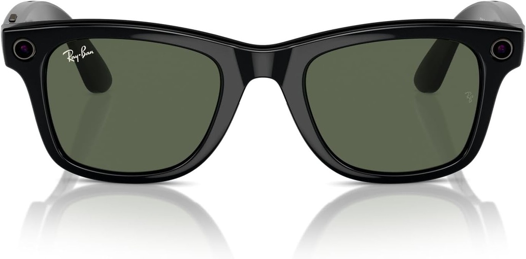 Ray-Ban Meta Wayfarer Smart Glasses with Meta Ai, Audio, Photo, Video Compatibility - Green Lenses - Shiny Black 0RW4006