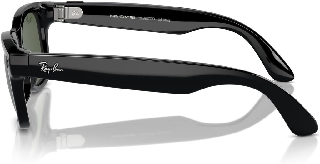 Ray-Ban Meta Wayfarer Smart Glasses with Meta Ai, Audio, Photo, Video Compatibility - Green Lenses - Shiny Black 0RW4006