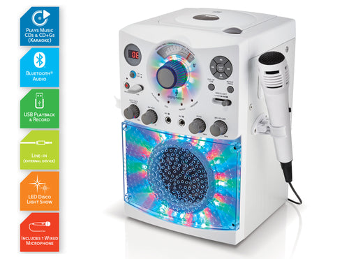 Singing Machine Bluetooth Karaoke System with LED Disco Lights, CD+G, USB, and Microphone, Karaoke Machine for Kids and Adults