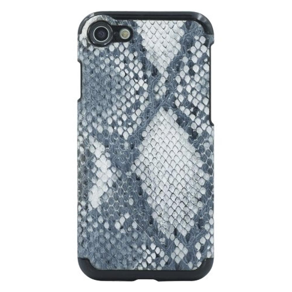 Candywirez Case Study Vegan Leather Case iPhone 7 - Snake Grey/White - Shock-Proof Band - Rubberized Inner Lining - 360 Protective Case