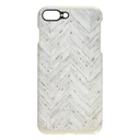 Candywirez Case Study Case iPhone 7 Plus - Chevron de madera blanca - Banda a prueba de golpes - Forro interior de goma - Funda protectora 360