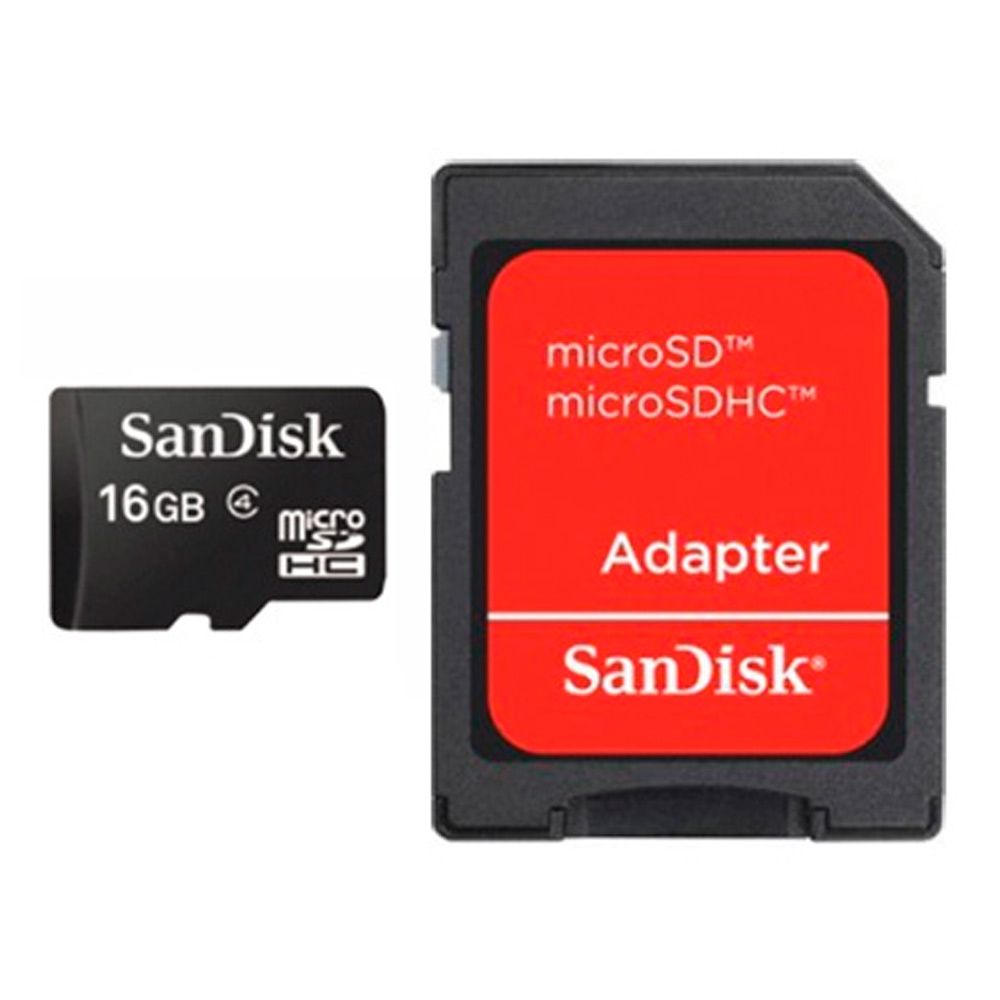 Memoria Flash SanDisk, 16GB microSDHC Clase 4, con Adaptador