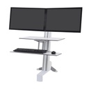 Ergotron WorkFit-S 33-349-211 – Estación de Trabajo de Pie para Dos Monitores con Superficie de Trabajo y Bandeja de Teclado, Blanco