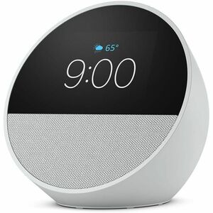 Amazon Echo Spot (modelo más reciente): ideal para mesitas de noche, oficinas y cocinas, incluye despertador inteligente con Alexa (blanco), con el Acceso Anticipado de Alexa+