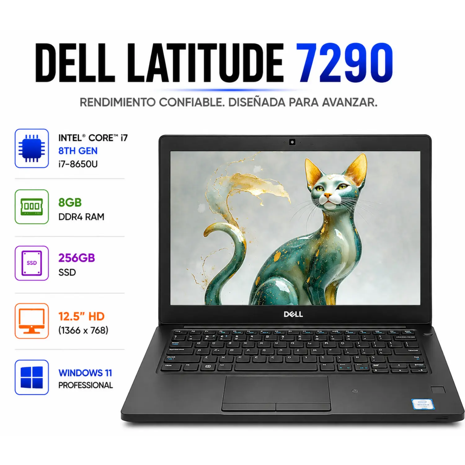 Dell Latitude 7290 12.5" FHD Intel Core i7 8GB RAM 256GB SSD Windows 11