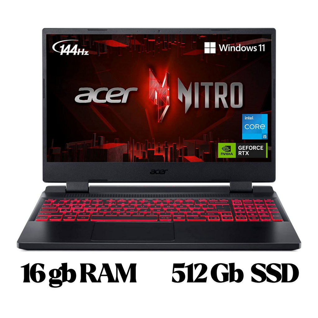 Portátil para juegos - Acer Nitro 5 AN515-58 AN515-58-57Y8 15,6" - Full HD - 1920 x 1080 - Intel Core i5 12a Gen i5-12500H Dodeca-core (12 Core) 2,50 GHz - 16 GB Total RAM - 512 GB SSD - Negro obsidiana Open Box