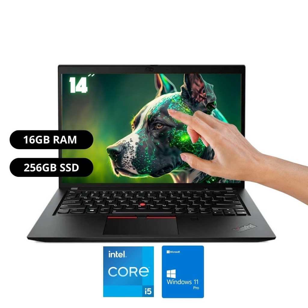 Refurbished - Lenovo 14" ThinkPad T490 20N3S1GE00 | 1920x1080 TOUCHSCREEN | Intel Core i5-8365U CPU @ 1.60GHz | 16 GB DDR4 | 256 GB SSD NVMe | Microsoft Windows 11 Pro | BLACK | BL | CAM, FPR *Grade A*
