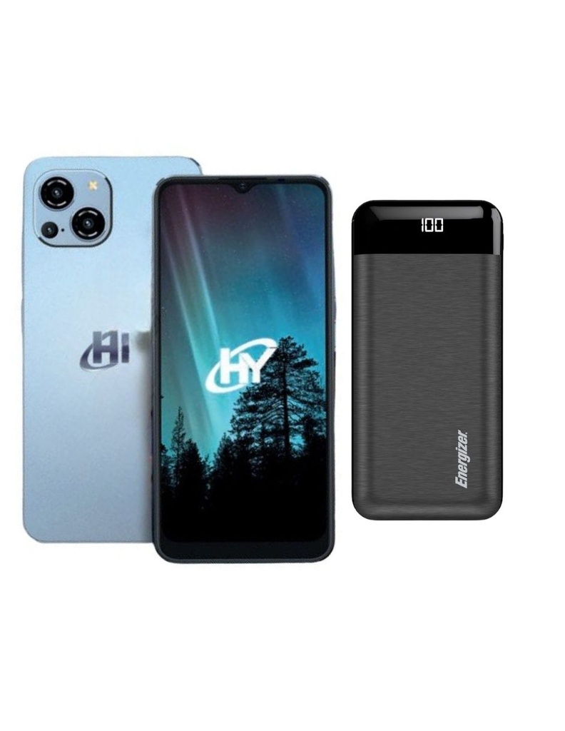 Combo Celular HYLine Pro-X 8GB RAM 256GB Azul con Android 13 + Power Bank Energizer 10000mAh – Smartphone con Cámara 48MP y Carga Rápida