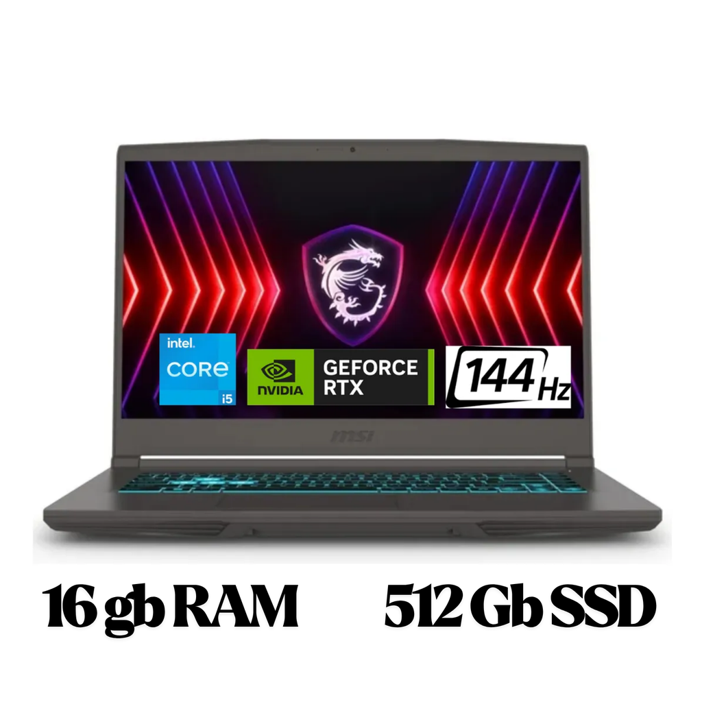 Laptop Gamer MSI Thin 15 15.6” FHD 144Hz – Intel Core i5-13420H, 16GB RAM, 512GB SSD, NVIDIA GeForce RTX 4060 8GB, Windows 11 – Color Gris