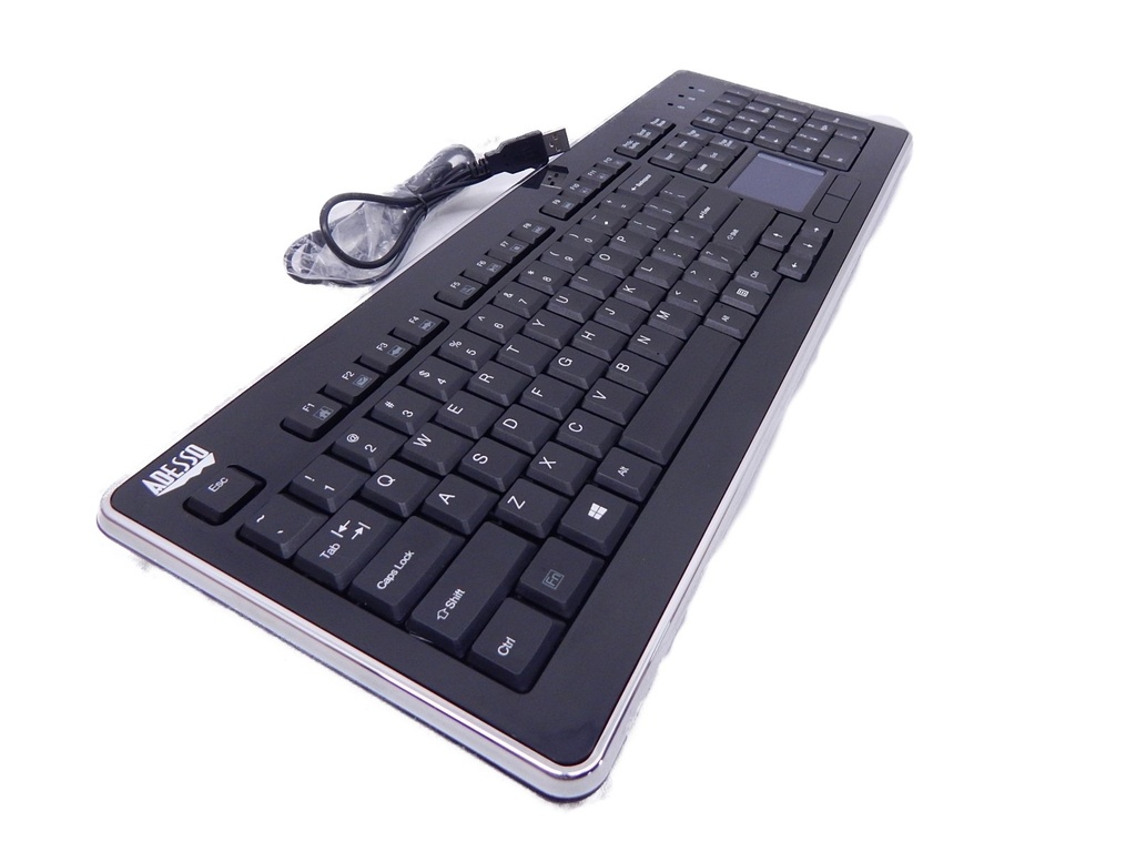 Teclado Adesso SlimTouch AKB-440UB - Cable Conectividad - USB Interfaz - Almohadilla táctil (TouchPad) - Ingl&eacute;s, Franc&eacute;s - Negro
