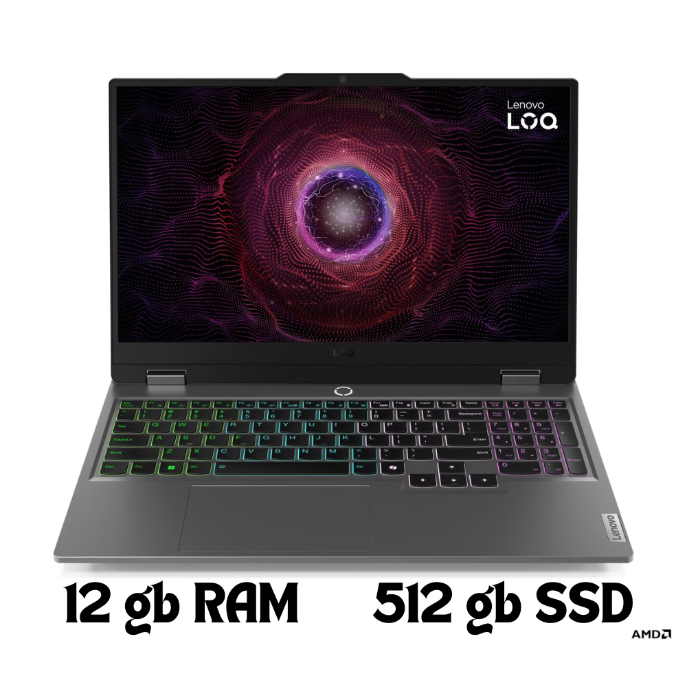 Laptop Lenovo LOQ 15ARP9 Gaming 15.6" FHD 144 Hz – Ryzen 7 7435HS, 12 GB DDR5, 512 GB SSD, NVIDIA RTX 4060 8 GB, Windows 11 Home