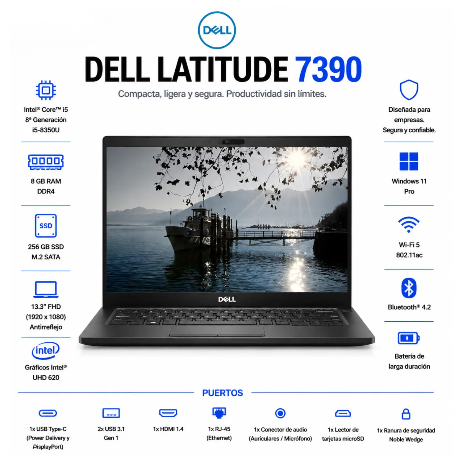 Dell Latitude 7390 13.3" FHD Intel Core i5 8GB RAM 256GB SSD Windows 11