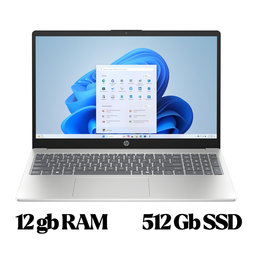 HP 15-FD0557 – Laptop 15.6″ FHD, Intel Core i7-1255U, 12GB RAM, 512GB SSD, Windows 11, Color Natural Silver
