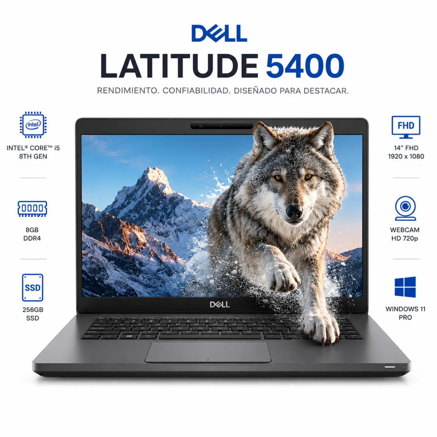 Dell Latitude 5400 14" FHD Intel Core i5 8GB RAM 256GB SSD Windows 11 (Reacondicionado) 