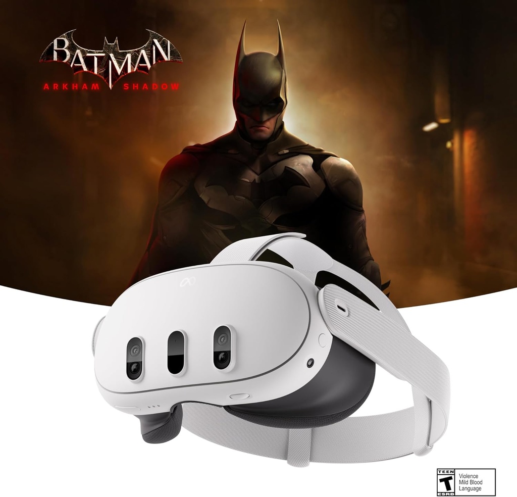 Lentes de Realidad Virtual Oculus Meta Quest 3S Con Juego Integrado Batman Arkham Shadow + 3 Meses de Meta Horizon, 512 GB, Blanco