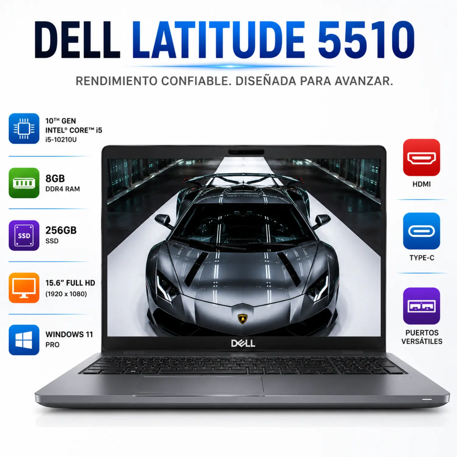 Dell Latitude 5510 15.6" FHD Intel Core i5 8GB RAM 256GB SSD Windows 11 (Reacondicionado) 