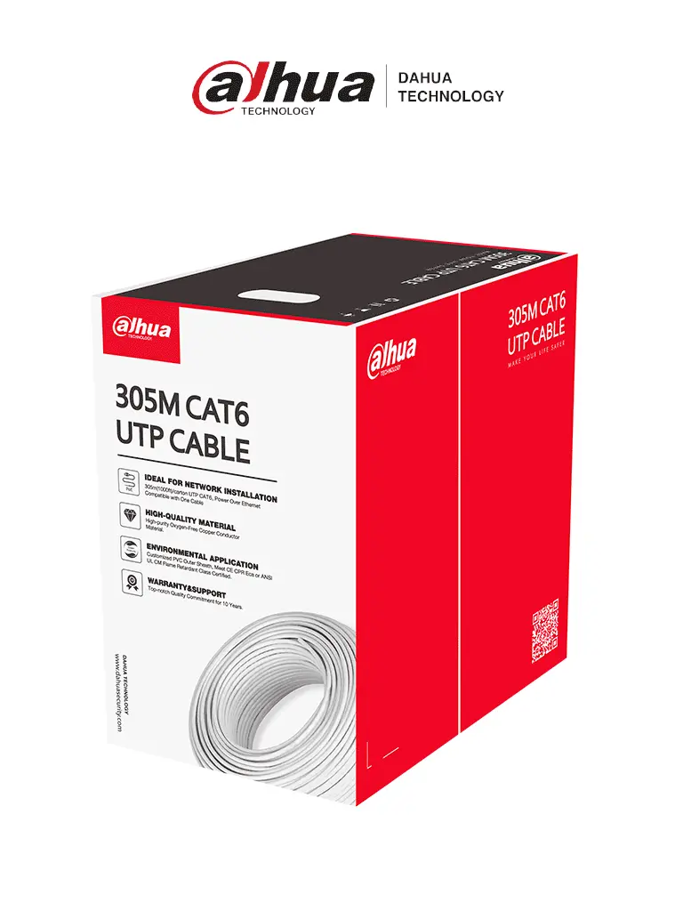 DAHUA PFM923I-6UN-C - Bobina de Cable UTP Cat 6 100% Cobre/ Color Blanco