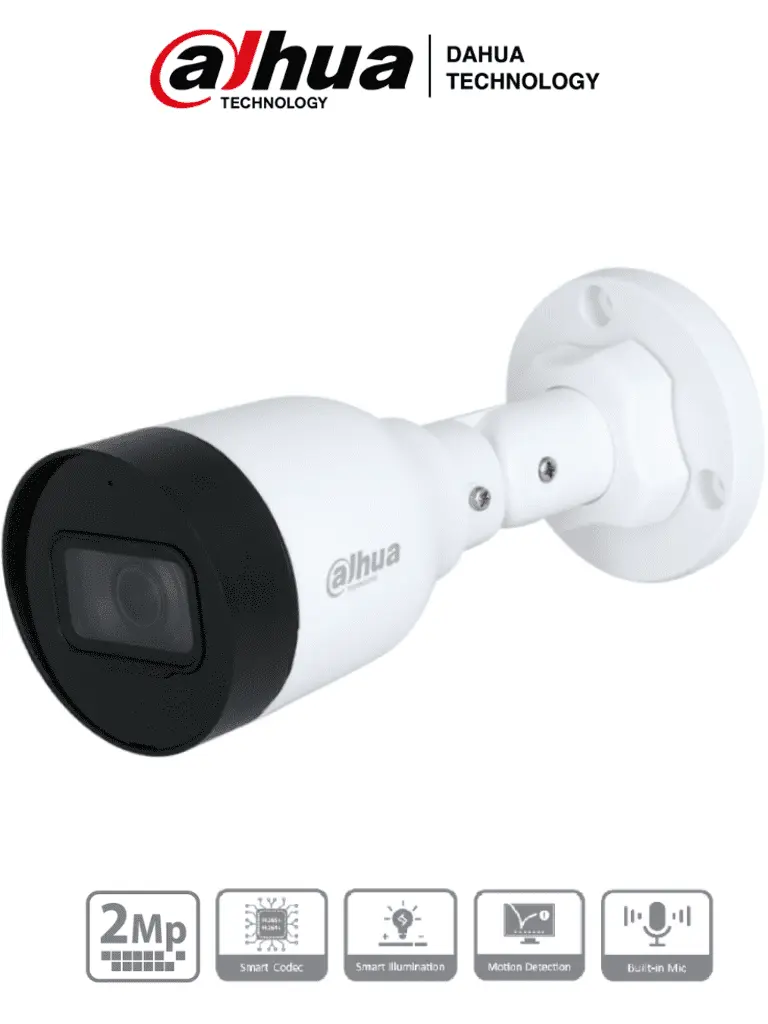 Dahua IPC-HFW1230S1-A-S5-Cámara IP Bullet de 2MP, lente de 2.8mm, ángulo de visión de 102 grados, micrófono integrado
