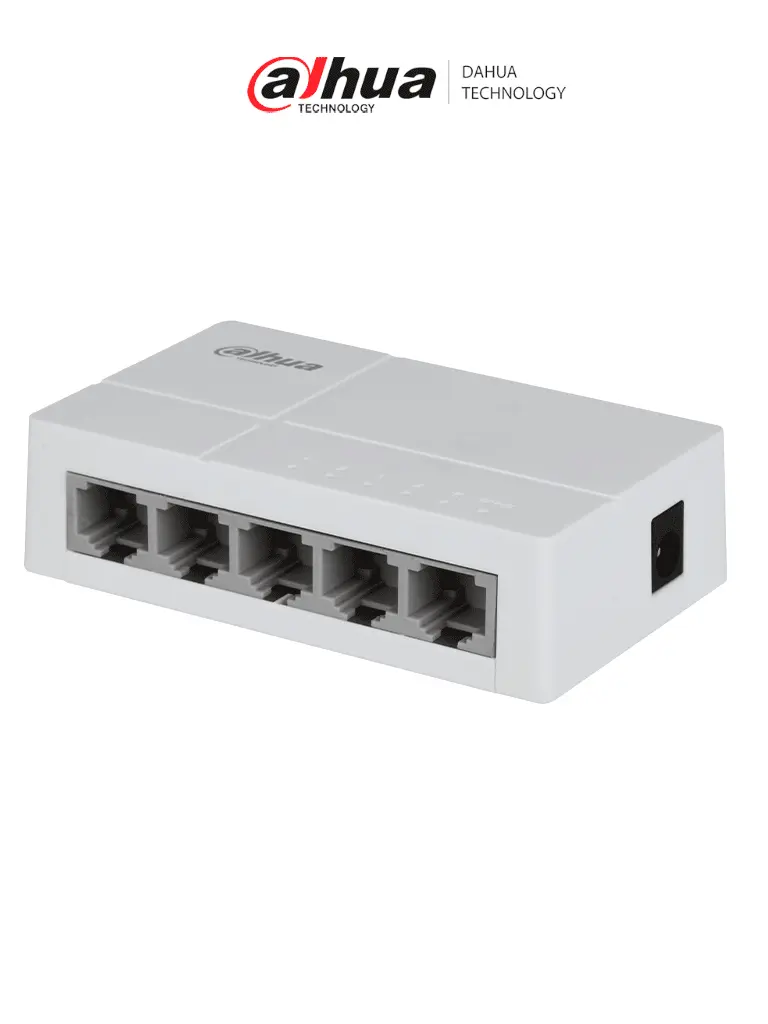 DAHUA DH-SF1005L - Switch para Escritorio 5 Puertos Fast Ethernet con velocidad de transmisión de 10/100 Mbps en un diseño compacto.
