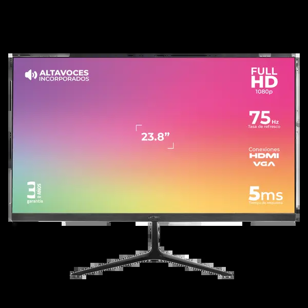 Monitor ACTECK Captive Vivid SP240, 23.8 pulgadas, 250 cd / m², 1920 x 1080 Pixeles, 5-8 ms, Negro