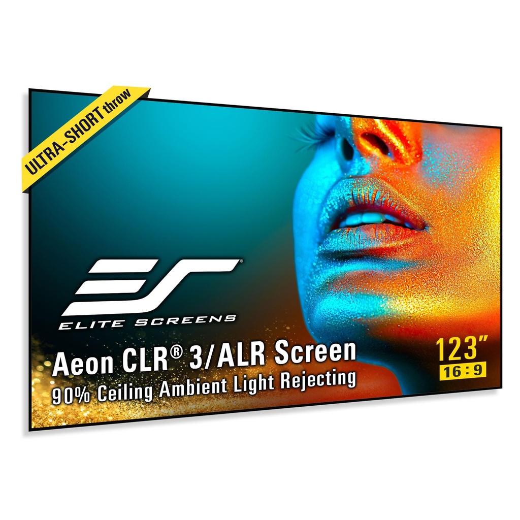 Aeon CLR 3 Ceiling Light Rejecting EDGE FREE Fixed Frame Screen, 115" diag., 16:9, Viewing Size: 56.4" x 100.2", LED light kit w/remote included