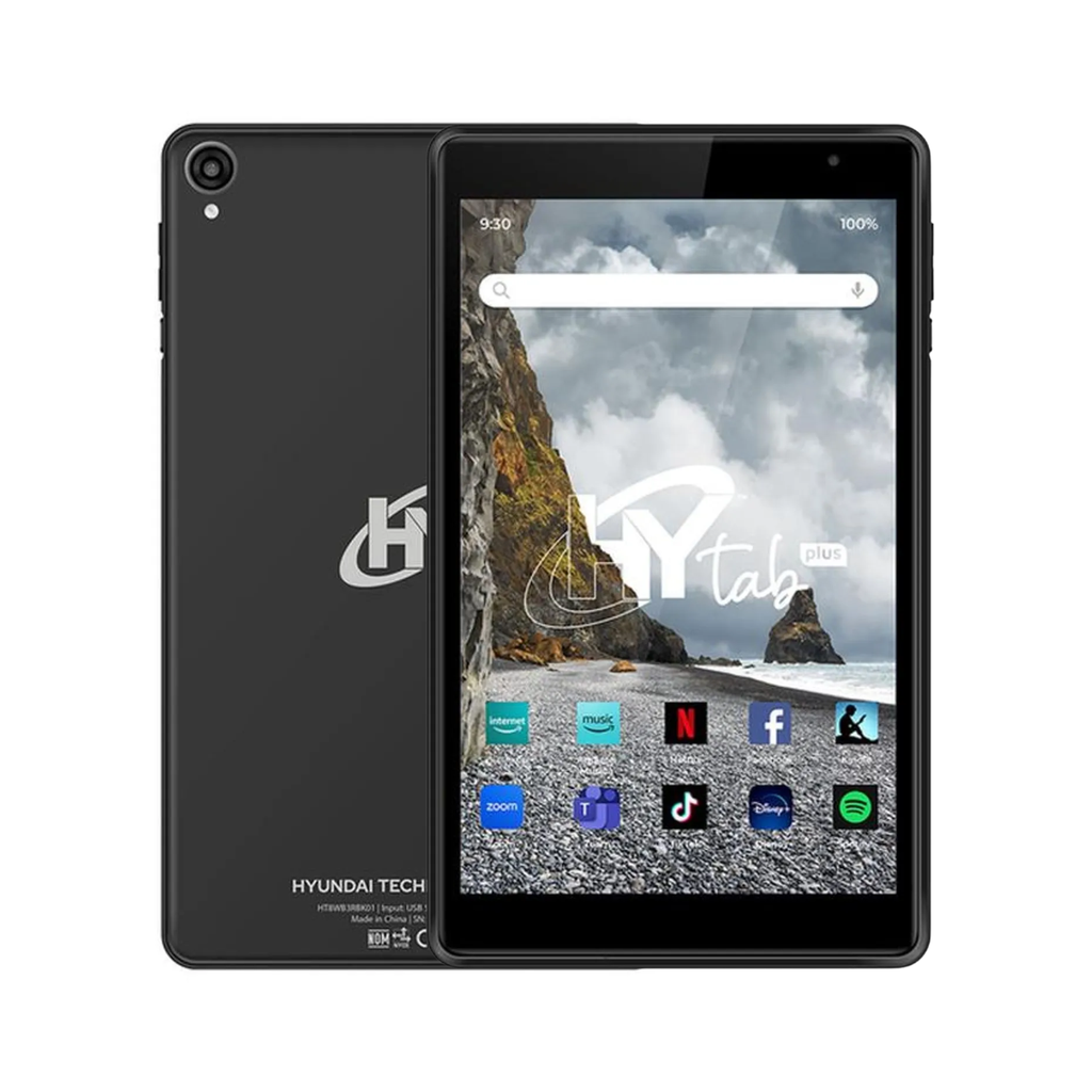 Hyundai HYTab Plus 8″ – Tablet HD IPS, Octa-Core A523, 4GB RAM, 64GB, Android 15, Cámaras 8MP+13MP, WiFi AC/AX, 4000mAh, Incluye lápiz óptico, auriculares y protector de pantalla.