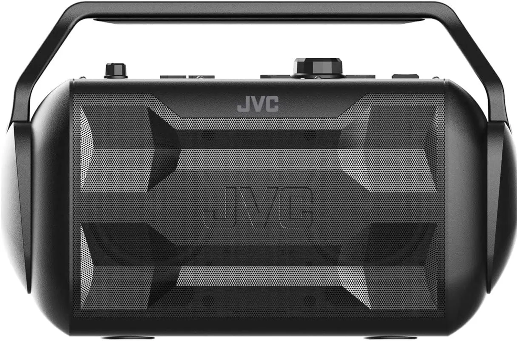 JVC Rover Altavoz Portátil Potente Sonido de 30W, 30 Horas de reproducción, Resistente al Agua IPX4, Bluetooth, USB, Entrada de micrófono/Guitarra XS-S521PB