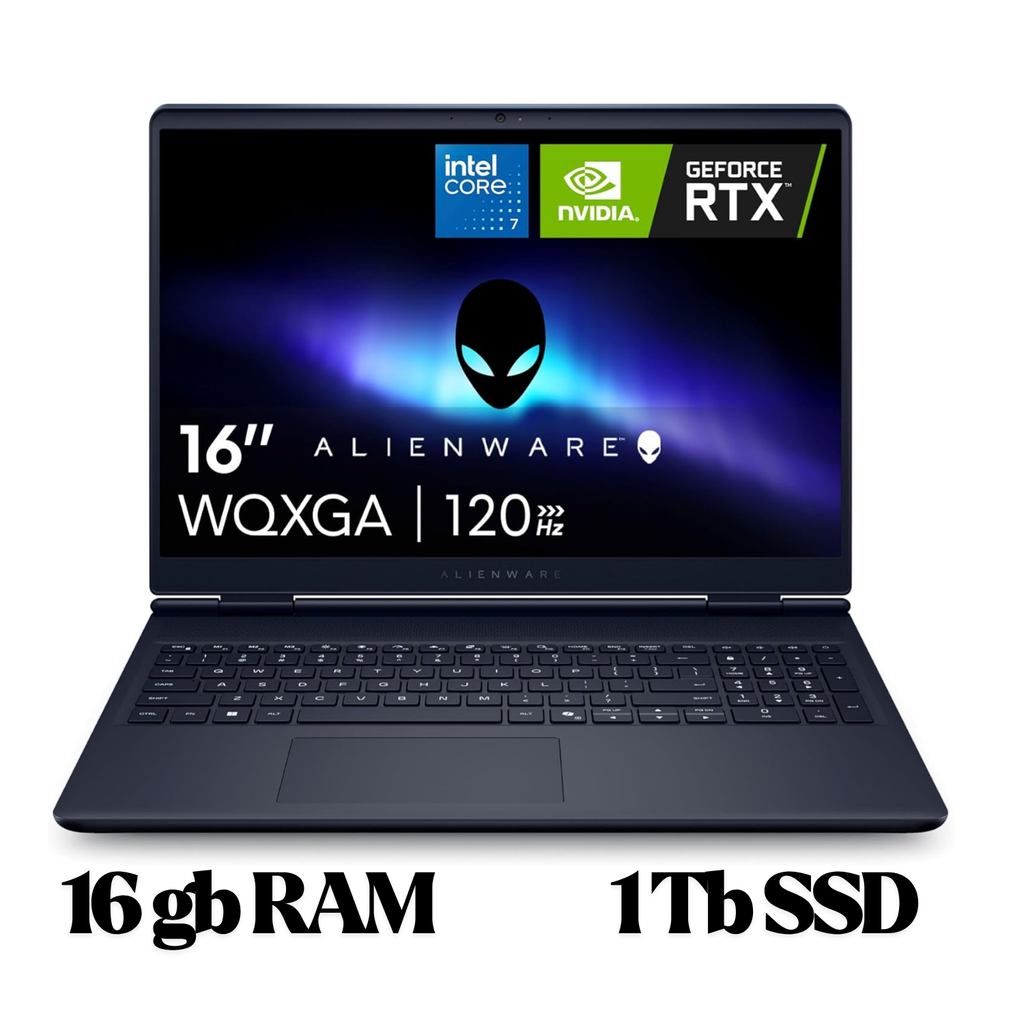 Alienware 16 Aurora Laptop AC16250-16 pulgadas 16:10 WQXGA, Intel Core 7-240H Series 2, 16GB DDR5 RAM, 1TB SSD, NVIDIA GeForce RTX 5060 8GB GDDR7, Windows 11 Home, servicio in situ - Azul