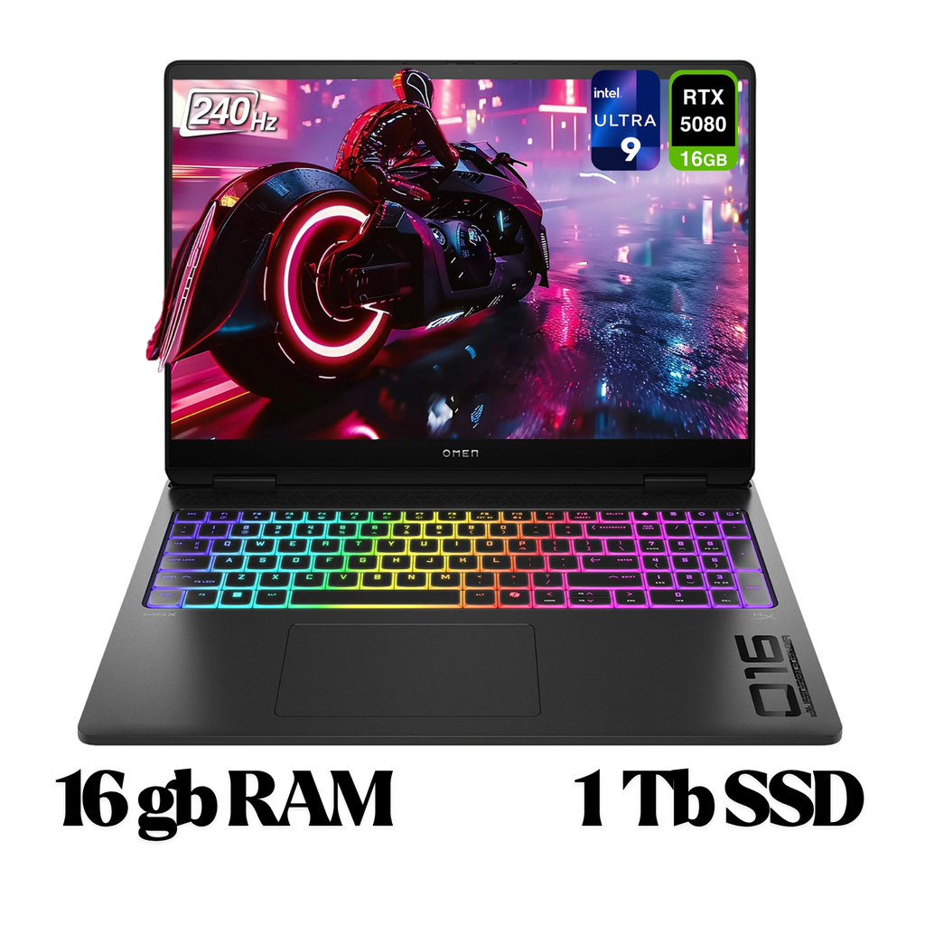 HP OMEN 16-AN0119 GAMING Core™ Ultra 9 285H 1TB SSD 16GB 16" (2560x1600) 240Hz WIN11 NVIDIA® RTX 5070 8192MB SHADOW BLACK RGB Backlit Keyboard