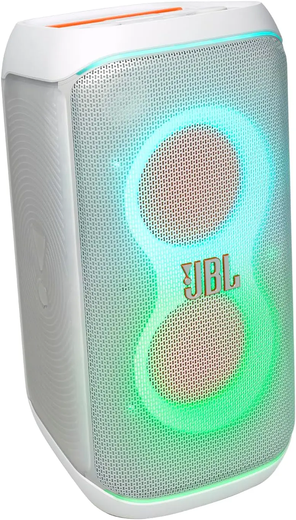 JBL Partybox Club 120 Bocina Portátil Efecto Luz LED, Bluetooth, 160W de Potencia, Reproducción 12 Horas, Resistente al Agua IPX4 - Blanco