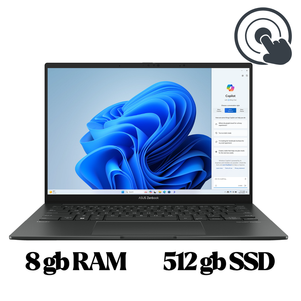 Asus ZenBook Q415MA-U5512 Core™ Ultra 5 125H 512GB SSD 8GB 14" (1920x1200) OLED TOUCHSCREEN WIN11 JASPER GRAY Backlit Keyboard