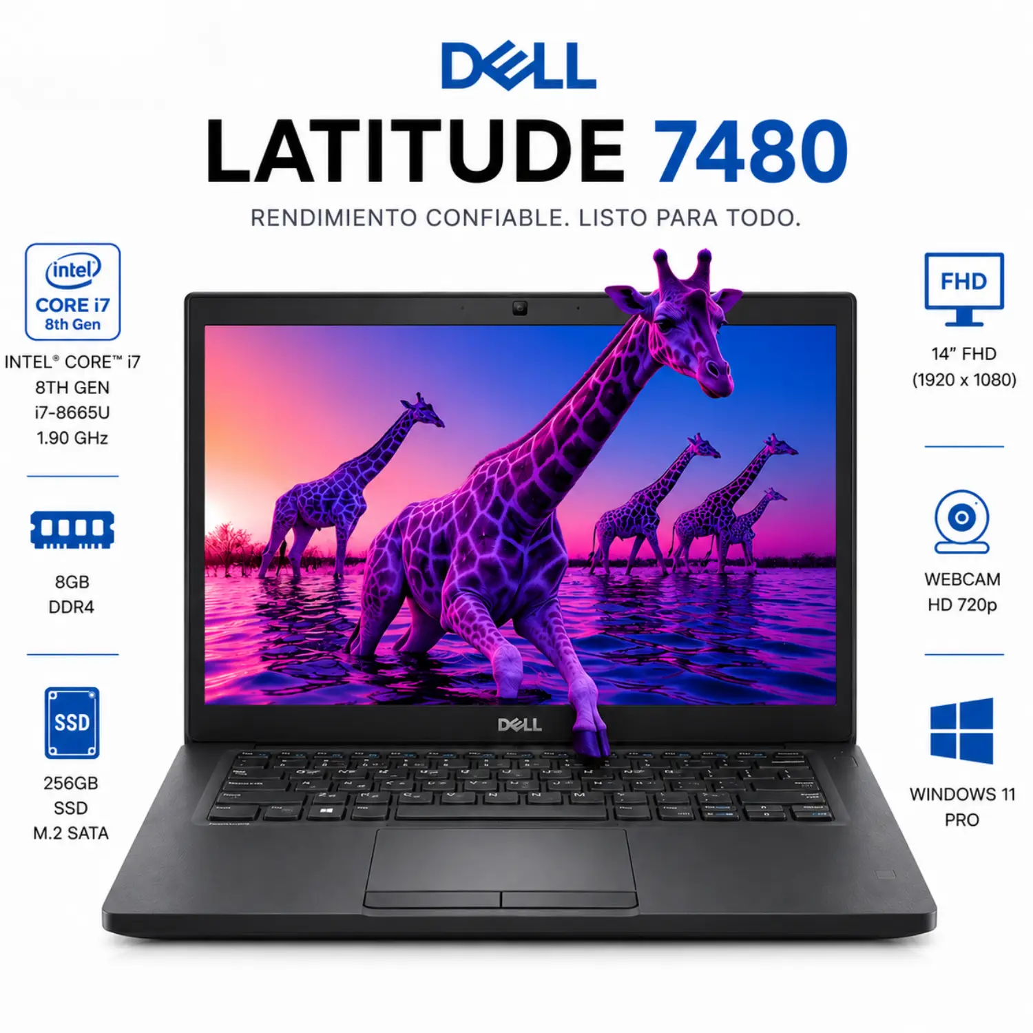 Dell Latitude 7480 14" FHD Intel Core i7 8GB RAM 256GB SSD Windows 11 (Reacondicionado) 