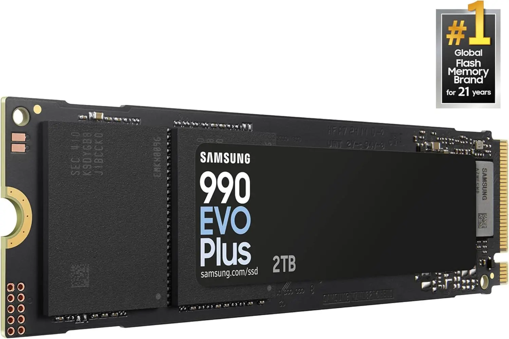 SAMSUNG 990 EVO Plus SSD 2TB, PCIe Gen 4x4, Gen 5x2 M.2 2280, velocidades de hasta 7.250 MB/s, Almacenamiento actualizado para PC/portátiles, tecnología HMB y turboescritura Inteligente 2.0,